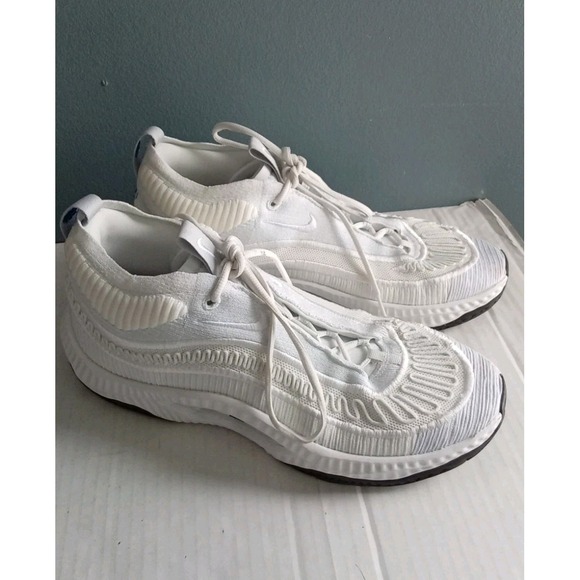 White Knit Sneakers Lightweight Athletic Running Shoes